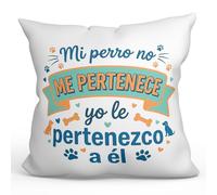 MUGFFINS cojín Perro con Relleno | Mi Perro no me Pertenece yo le pertenezco a él en Español | Regalo Original, Cojines Divertidos para Regalar, Humor | Gatitos y Perritos v4