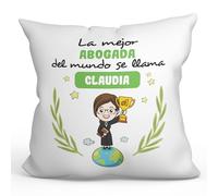 MUGFFINS Cojín Personalizable 40x40 cm para Abogada Mujer Relleno Incluído - En Español - Eres Mejor del Mundo - Regalo Original y Divertido