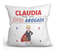 MUGFFINS Cojín Personalizable 40x40 cm para Abogada Mujer Relleno Incluído - En Español - ¡Eres Súper! - Regalo Original y Divertido