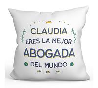 MUGFFINS Cojín Personalizable 40x40 cm para Abogada Mujer Relleno Incluído - En Español - Mejor del Mundo - Regalo Original y Divertido