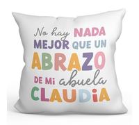 MUGFFINS Cojín Personalizable 40x40 cm para Abuela Relleno Incluído - En Español - Abrazo de mi Abuela - Regalo Original y Divertido