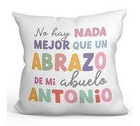 MUGFFINS Cojín Personalizable 40x40 cm para Abuelo Relleno Incluído - En Español - Abrazo de mi Abuelo - Regalo Original y Divertido
