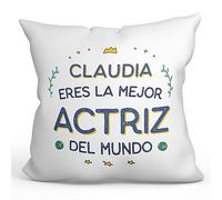 MUGFFINS Cojín Personalizable 40x40 cm para Actriz Mujer Relleno Incluído - En Español - Mejor del Mundo - Regalo Original y Divertido