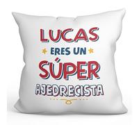 MUGFFINS Cojín Personalizable 40x40 cm para AJEDRECISTA Hombre Relleno Incluído - En Español - Eres Súper - Regalo Original y Divertido