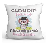MUGFFINS Cojín Personalizable 40x40 cm para ARQUITECTA Relleno Incluído - En Español - Koalificados Personalizados - Regalo Original y Divertido