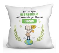 MUGFFINS Cojín Personalizable 40x40 cm para BISABUELO Relleno Incluído - En Español - Eres Mejor del Mundo - Regalo Original y Divertido