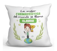 MUGFFINS Cojín Personalizable 40x40 cm para FARMACÉUTICA Mujer Relleno Incluído - En Español - Eres Mejor del Mundo - Regalo Original y Divertido