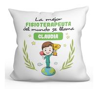 MUGFFINS Cojín Personalizable 40x40 cm para FISIOTERAPEUTA Mujer Relleno Incluído - En Español - Eres Mejor del Mundo - Regalo Original y Divertido