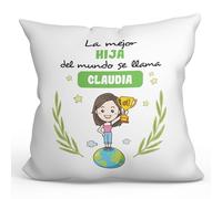 MUGFFINS Cojín Personalizable 40x40 cm para Hija Relleno Incluído - En Español - Eres Mejor del Mundo - Regalo Original y Divertido