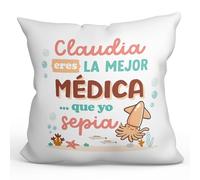 MUGFFINS Cojín Personalizable 40x40 cm para MÉDICA Mujer Relleno Incluído - En Español - Mejor Que yo Sepia - Regalo Original y Divertido