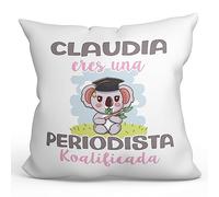 MUGFFINS Cojín Personalizable 40x40 cm para Periodista Relleno Incluído - En Español - Koalificados Personalizados - Regalo Original y Divertido