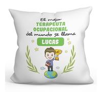 MUGFFINS Cojín Personalizable 40x40 cm para Terapeuta Ocupacional Hombre Relleno Incluído - En Español - Eres Mejor del Mundo - Regalo Original y Divertido