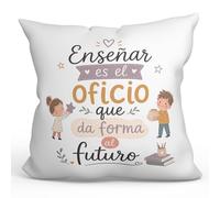 MUGFFINS cojín Profesora con Relleno | cojín Profesor con Frase Enseñar es el Oficio Que da Forma al Futuro en Español | Regalo profe Agradecimiento | Enseñanza v1