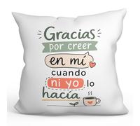 MUGFFINS cojín Profesora con Relleno | cojín Profesor con Frase Gracias por Creer en mí Cuando ni yo lo hacía en Español | Regalo profe Agradecimiento | Enseñanza v1