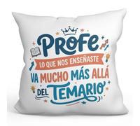 MUGFFINS cojín Profesora con Relleno | cojín Profesor con Frase Profe lo Que Nos enseñaste va Mucho más allá del temario en Español | Regalo profe Agradecimiento | Profesorado v5