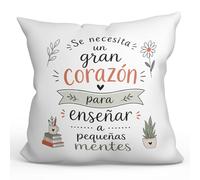 MUGFFINS cojín Profesora con Relleno | cojín Profesor con Frase Se Necesita un Gran corazón para enseñar a pequeñas Mentes en Español | Regalo profe Agradecimiento | Enseñanza v1