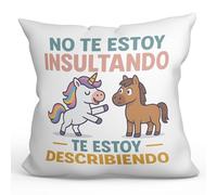 MUGFFINS Cojines Originales para Regalar con Relleno | Cojines Divertidos para Regalar | Borde | 40x40 cm | poliéster | No te Estoy insultando, te Estoy describiendo en Español | graciosas Ego v1