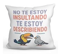 MUGFFINS Cojines Originales para Regalar con Relleno | Cojines Divertidos para Regalar | Borde | 40x40 cm | poliéster | No te Estoy insultando, te Estoy describiendo en Español | graciosas Ego v2