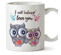 MUGFFINS Love Mug -"Owlways Love You" - Anniversary/Valentine's Day Present for Special Friends/Couples