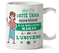 MUGFFINS Mère Tasses Originales de café et Petit-déjeuner à Donner Maman -Cette Tasse Appartient à La Meilleure Mère de l'univers - Mug Céramique 350 ML