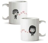 MUGFFINS (Pack 2 tazas) Tazas San Valentín - Lanzando besos - Regalos Originales y Divertidos de Aniversario para Novios, Enamorados, Pareja...