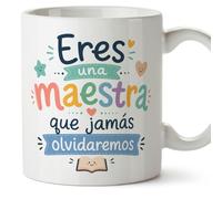 MUGFFINS regalo maestra infantil | taza profe Eres una maestra que jamás olvidaremos en Español | detalle profesora guardería | cerámica 330 Ml | desayuno aula | Infantil v1