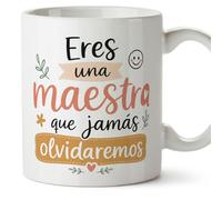 MUGFFINS regalo maestra infantil | taza profe Eres una maestra que jamás olvidaremos en Español | detalle profesora guardería | cerámica 330 Ml | desayuno aula | Enseñanza v2