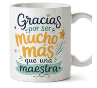 MUGFFINS regalo maestra infantil | taza profe Gracias por ser mucho más que una maestra en Español | detalle profesora guardería | cerámica 330 Ml | desayuno aula | Infantil v5