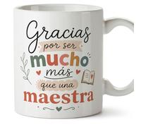 MUGFFINS regalo maestra infantil | taza profe Gracias por ser mucho más que una maestra en Español | detalle profesora guardería | cerámica 330 Ml | desayuno aula | Enseñanza v1