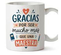 MUGFFINS regalo maestra infantil | taza profe Gracias por ser mucho más que una maestra en Español | detalle profesora guardería | cerámica 330 Ml | desayuno aula | Enseñanza v3