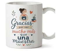 MUGFFINS regalo maestra infantil | taza profe Gracias por ser mucho más que una maestra en Español | detalle profesora guardería | cerámica 330 Ml | desayuno aula | Enseñanza v4
