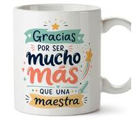MUGFFINS regalo maestra infantil | taza profe Gracias por ser mucho más que una maestra en Español | detalle profesora guardería | cerámica 330 Ml | desayuno aula | Infantil v3