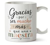 MUGFFINS regalo maestra infantil | taza profe Gracias por ser mucho más que una maestra en Español | detalle profesora guardería | cerámica 330 Ml | desayuno aula | Enseñanza v2