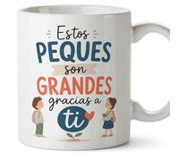 MUGFFINS regalo maestra infantil | taza profesora Estos peques son grandes gracias a ti en Español | cerámica 330 Ml/11 oz | desayuno, guardería, fin de curso | Enseñanza v3