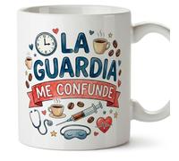 MUGFFINS regalo médico | Taza enfermera con frase La guardia me confunde en Español 330 Ml/11 oz | Idea original para sanitarios, doctores y cuidadores | sanitarios v2
