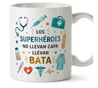 MUGFFINS regalo médico | Taza enfermera con frase Los superhéroes no llevan capa llevan bata en Español 330 Ml/11 oz | Idea original para sanitarios, doctores y cuidadores | sanitarios v6