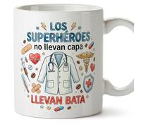 MUGFFINS regalo médico | Taza enfermera con frase Los superhéroes no llevan capa llevan bata en Español 330 Ml/11 oz | Idea original para sanitarios, doctores y cuidadores | sanitarios v5