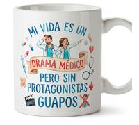 MUGFFINS regalo médico | Taza enfermera con frase Mi vida es un drama médico pero sin protagonistas guapos en Español 330 Ml/11 oz | Idea original sanitarios, doctores y cuidadores | sanitarios v1