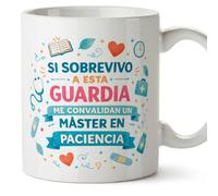 MUGFFINS regalo médico | Taza enfermera con frase Si sobrevivo a esta guardia me convalidan máster paciencia en Español 330 Ml | Idea original para sanitarios, doctores y cuidadores | sanitarios v3