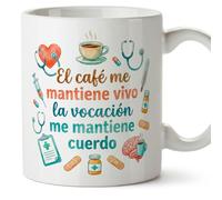 MUGFFINS regalo médico | Taza enfermero con frase El café me mantiene vivo la vocación me cuerdo en Español 330 Ml/11 oz | Idea original para sanitarios, doctores y cuidadores | sanitarios v1