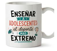 MUGFFINS regalo profesora divertida | regalo profesor divertido | taza profe Enseñar a adolescentes: el deporte más extremo en Español 330 Ml | cerámica resistente | Enseñanza v2