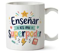 MUGFFINS regalo profesora divertida | regalo profesor divertido | taza profe Enseñar es mi superpoder en Español 330 Ml | cerámica resistente | Infantil v3