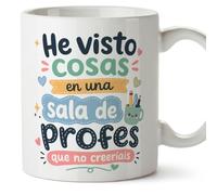 MUGFFINS regalo profesora divertida | regalo profesor divertido | taza profe He visto cosas en una sala de profes que no creeríais en Español 330 Ml | cerámica resistente | Infantil v1