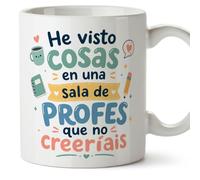 MUGFFINS regalo profesora divertida | regalo profesor divertido | taza profe He visto cosas en una sala de profes que no creeríais en Español 330 Ml | cerámica resistente | Infantil v2