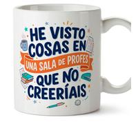 MUGFFINS regalo profesora divertida | regalo profesor divertido | taza profe He visto cosas en una sala de profes que no creeríais en Español 330 Ml | cerámica resistente | Profesorado v2