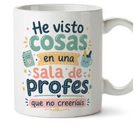 MUGFFINS regalo profesora divertida | regalo profesor divertido | taza profe He visto cosas en una sala de profes que no creeríais en Español 330 Ml | cerámica resistente | Infantil v5