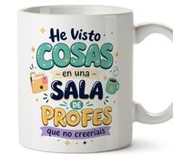 MUGFFINS regalo profesora divertida | regalo profesor divertido | taza profe He visto cosas en una sala de profes que no creeríais en Español 330 Ml | cerámica resistente | Infantil v8