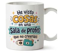 MUGFFINS regalo profesora divertida | regalo profesor divertido | taza profe He visto cosas en una sala de profes que no creeríais en Español 330 Ml | cerámica resistente | Infantil v6
