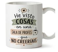MUGFFINS regalo profesora divertida | regalo profesor divertido | taza profe He visto cosas en una sala de profes que no creeríais en Español 330 Ml | cerámica resistente | Enseñanza v2