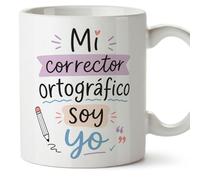MUGFFINS regalo profesora divertida | regalo profesor divertido | taza profe Mi corrector ortográfico soy yo en Español 330 Ml | cerámica resistente | Enseñanza v2